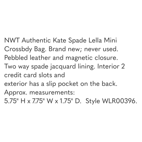 🎀 Final Markdown! Kate Spade Lella Mini Crossbody Bag. - Picture 7 of 7